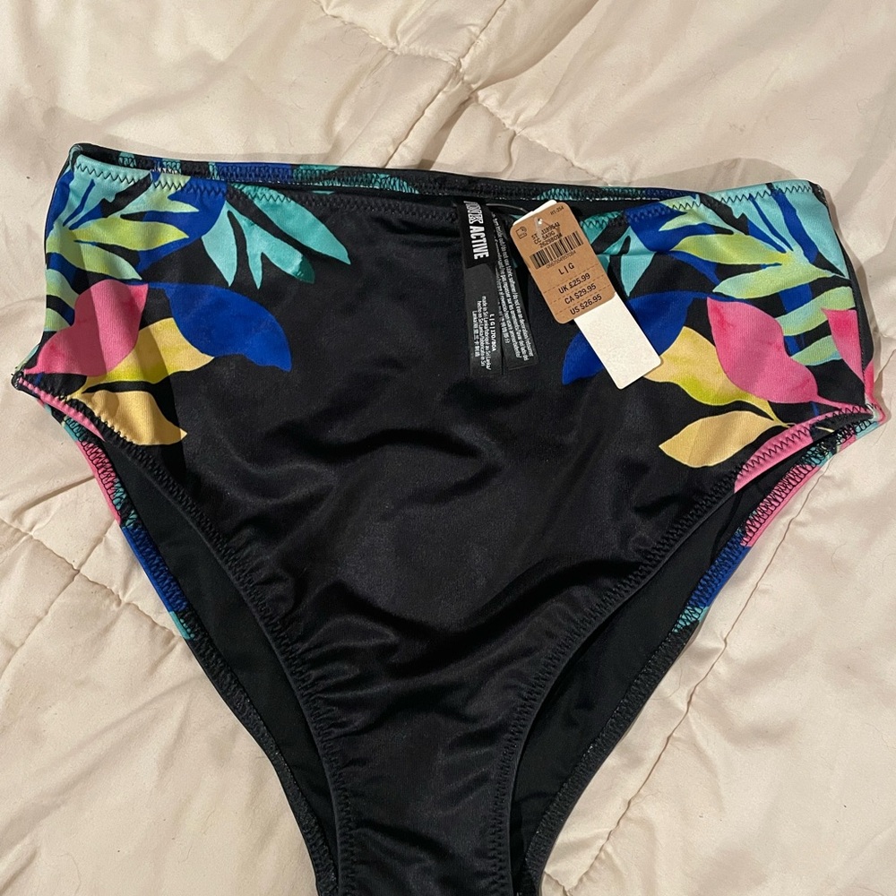PINK Victoria's Secret Black and Blue Bikini Bottoms